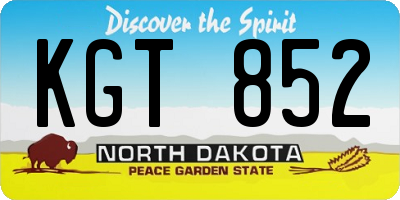 ND license plate KGT852