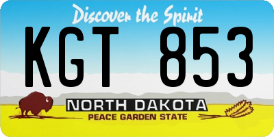 ND license plate KGT853