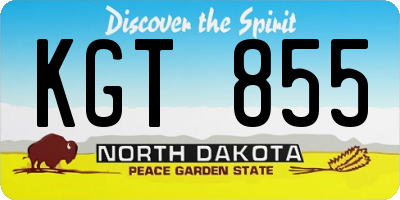 ND license plate KGT855