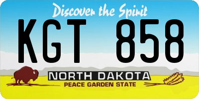 ND license plate KGT858