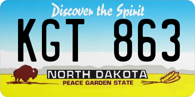 ND license plate KGT863