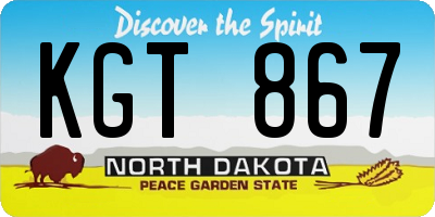ND license plate KGT867