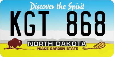 ND license plate KGT868