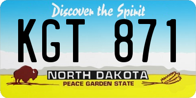 ND license plate KGT871