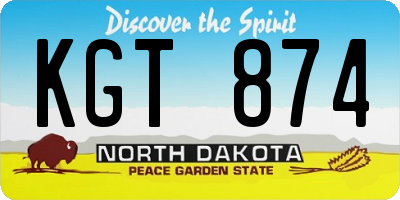 ND license plate KGT874