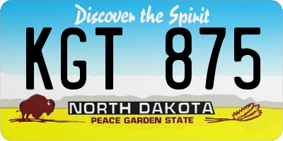 ND license plate KGT875