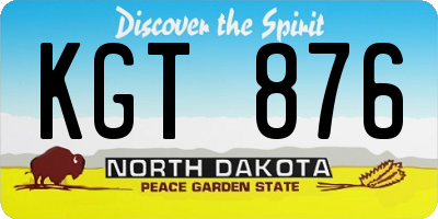ND license plate KGT876