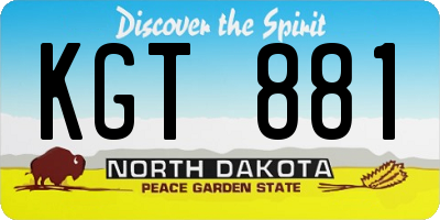 ND license plate KGT881