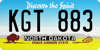 ND license plate KGT883