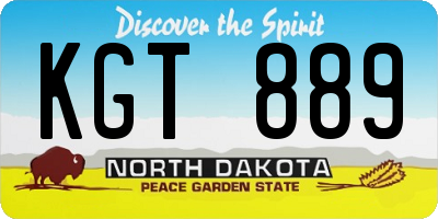 ND license plate KGT889
