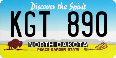 ND license plate KGT890