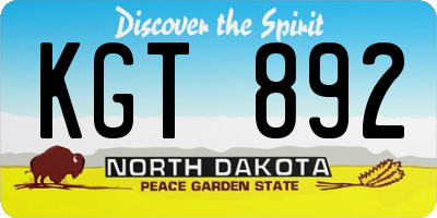 ND license plate KGT892