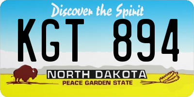ND license plate KGT894