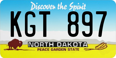 ND license plate KGT897