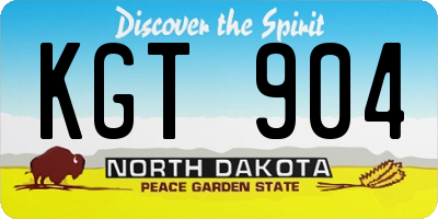 ND license plate KGT904