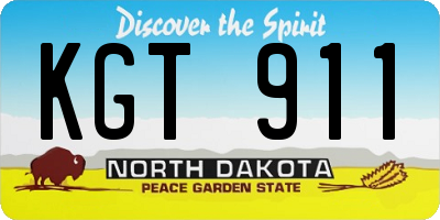 ND license plate KGT911
