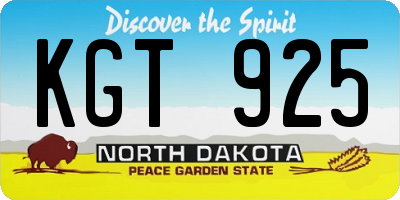 ND license plate KGT925