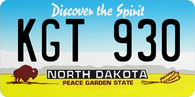 ND license plate KGT930