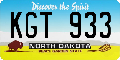 ND license plate KGT933