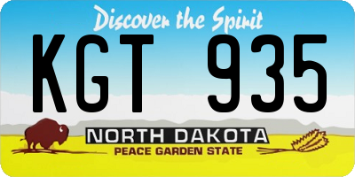 ND license plate KGT935