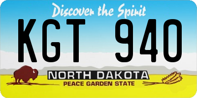 ND license plate KGT940