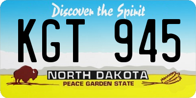 ND license plate KGT945