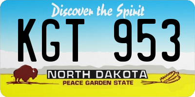 ND license plate KGT953