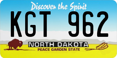 ND license plate KGT962