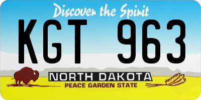 ND license plate KGT963