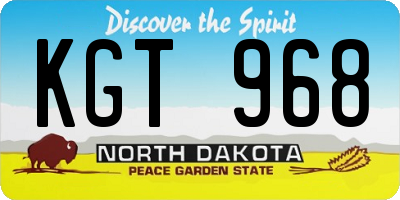 ND license plate KGT968