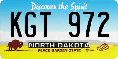 ND license plate KGT972