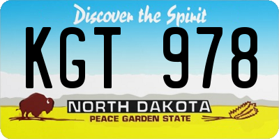 ND license plate KGT978