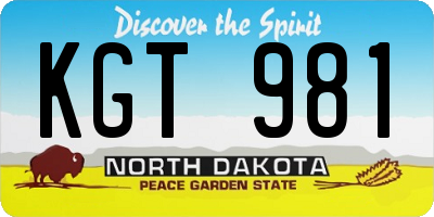 ND license plate KGT981