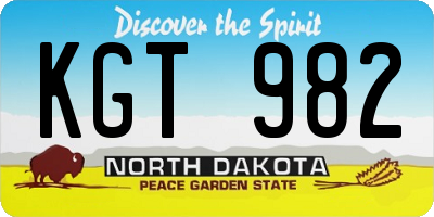 ND license plate KGT982