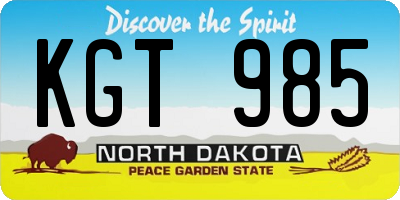 ND license plate KGT985