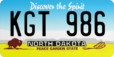 ND license plate KGT986
