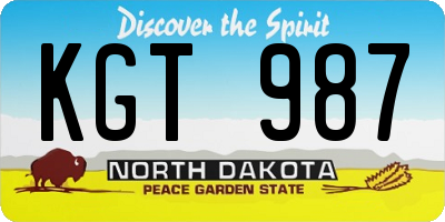 ND license plate KGT987