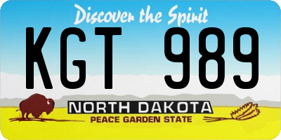 ND license plate KGT989