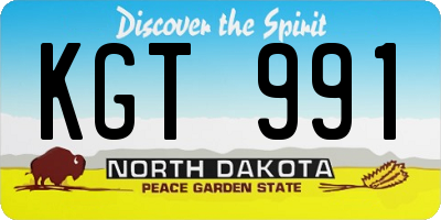ND license plate KGT991