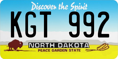 ND license plate KGT992