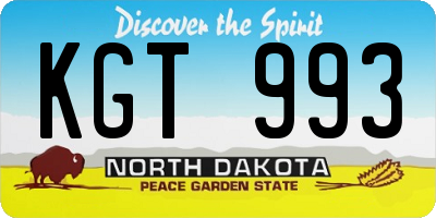 ND license plate KGT993