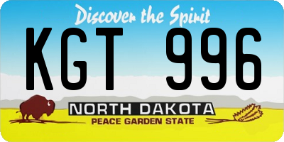 ND license plate KGT996