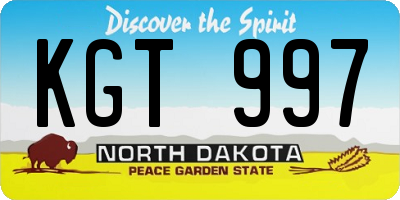 ND license plate KGT997