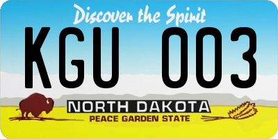 ND license plate KGU003