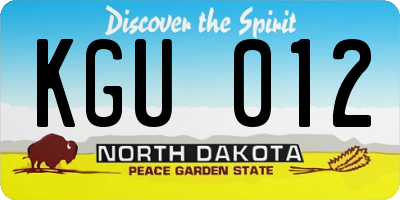 ND license plate KGU012