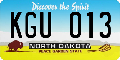 ND license plate KGU013