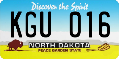 ND license plate KGU016
