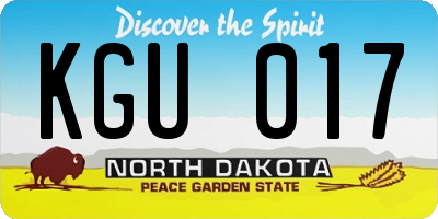 ND license plate KGU017