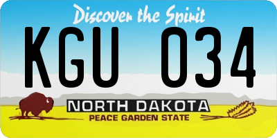 ND license plate KGU034