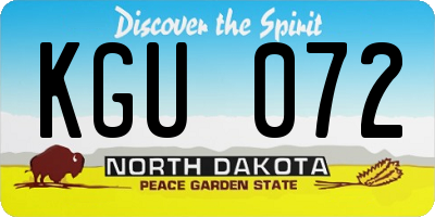 ND license plate KGU072